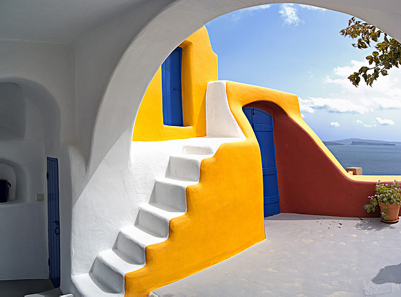 Santorini in Gold & Blue